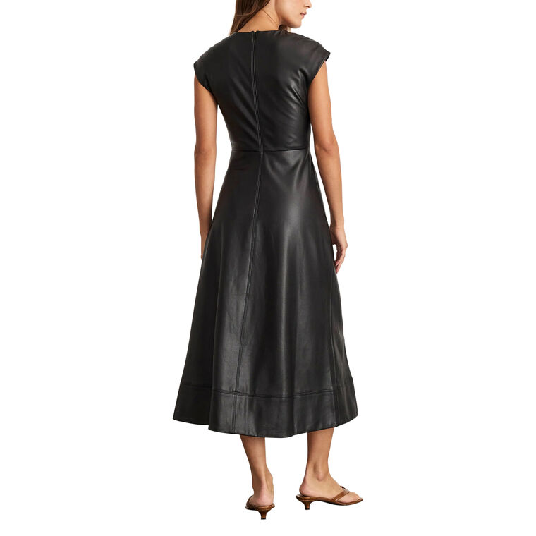 Tracy Short Sleeve Vegan Leather Midi Dress image number null