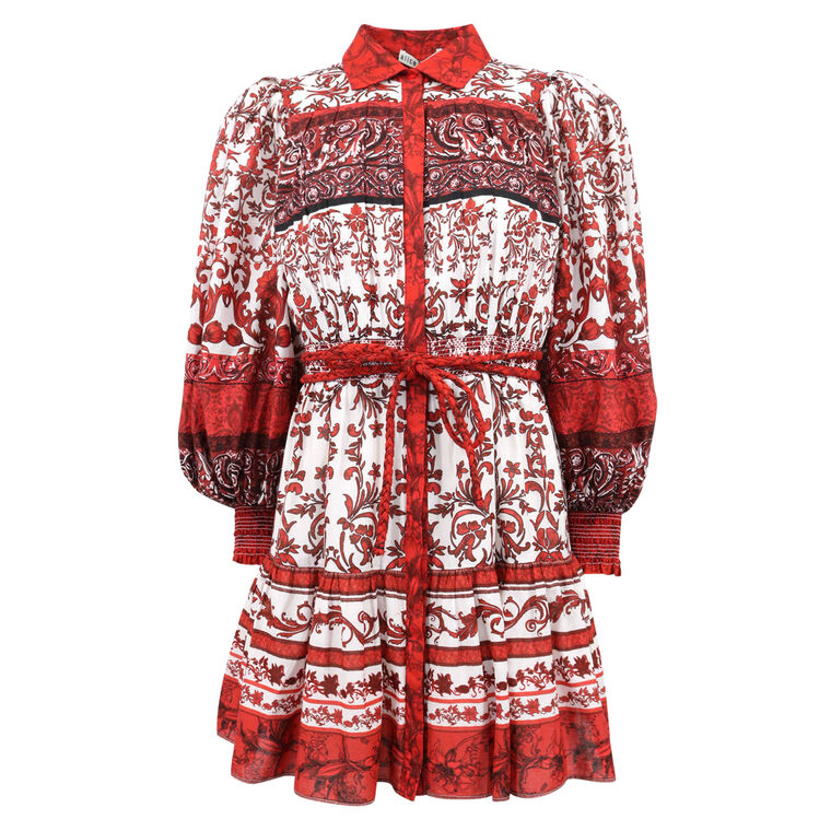 Tiffie Puff Sleeve Dress With Tie Belt image number null