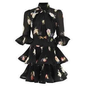 Pleated Sleeved Mini Dress