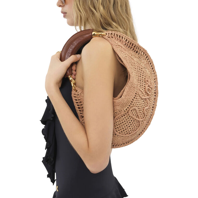 Summer Banana Hobo Bag In Raffia image number null