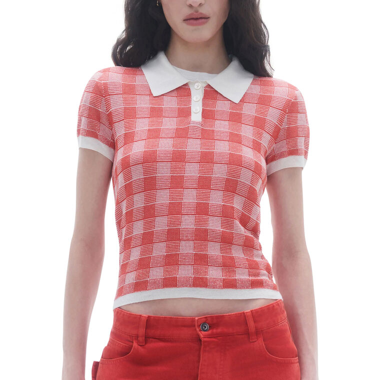 Gingham Shrunken Short Sleeve Polo image number null