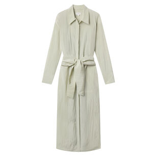 Mila Long Sleeve Washed Taffeta Midi Shirtdress