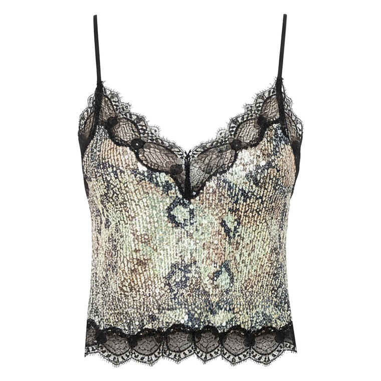 Glossy Snake Lace Trim Cami image number null