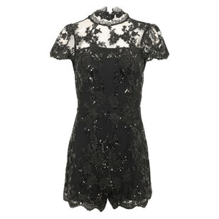 Aliana Lace Embellished Sequin Romper