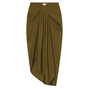 Rhodes Draped Cotton Midi Skirt