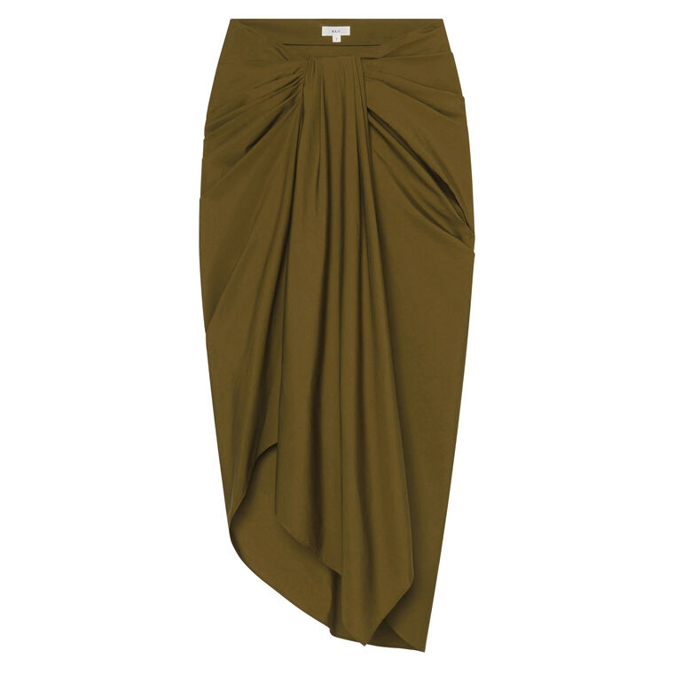 Rhodes Draped Cotton Midi Skirt image number null