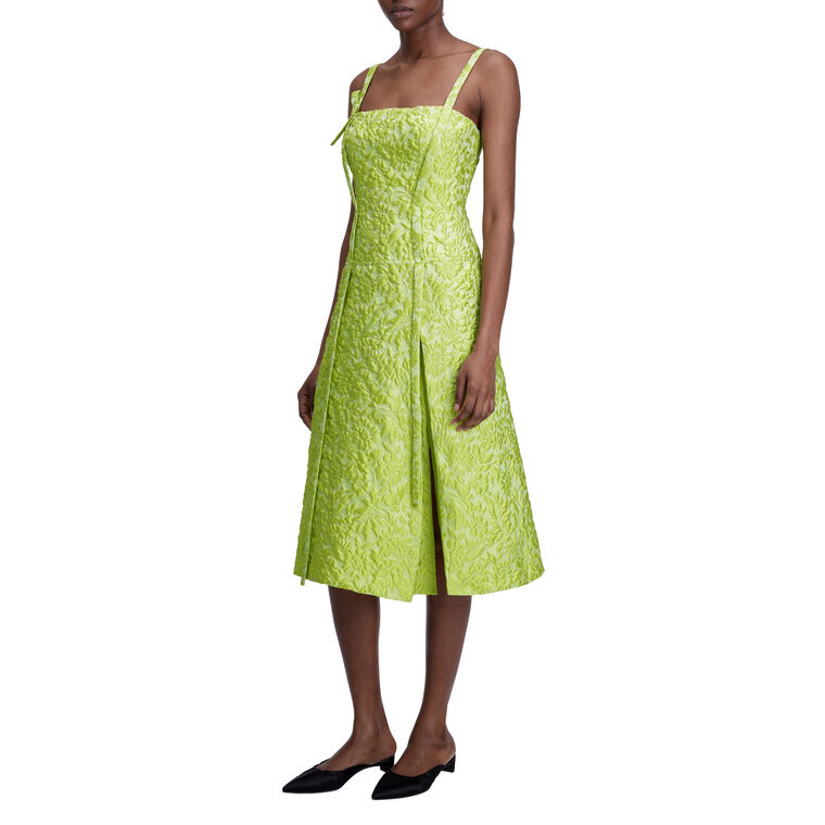 Emersyn Sleeveless Double Warp Floral Jacquard Midi Dress image number null