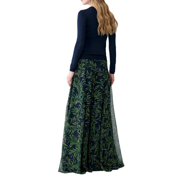 Olive Branch Print Extra Wide Leg Pants image number null