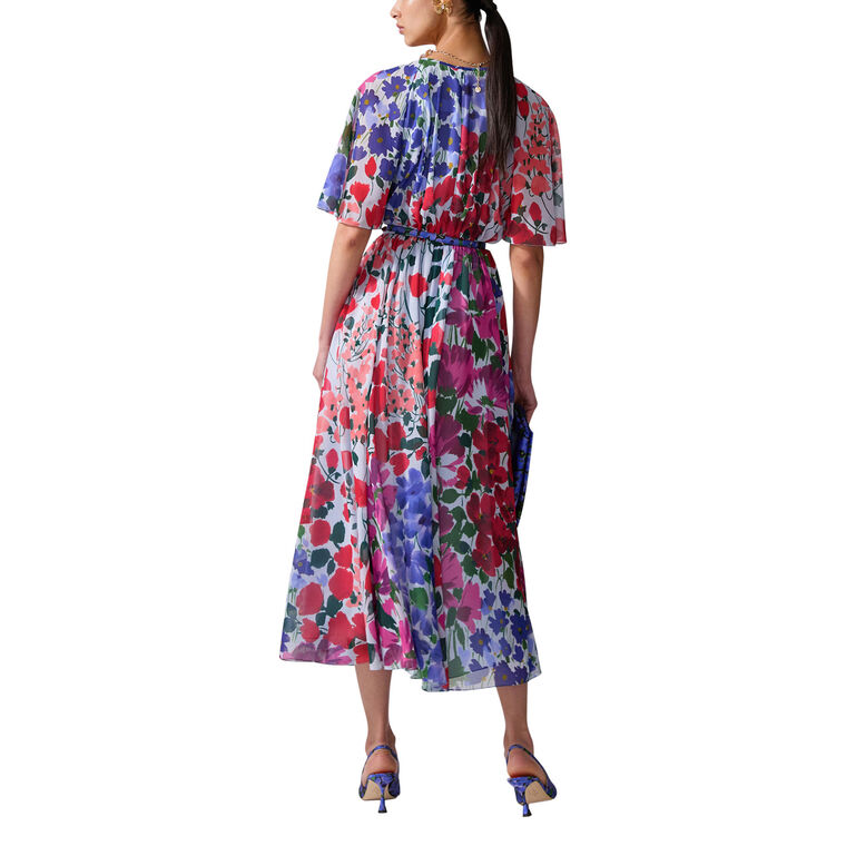 Jardin-Print Gathered Midi Dress image number null
