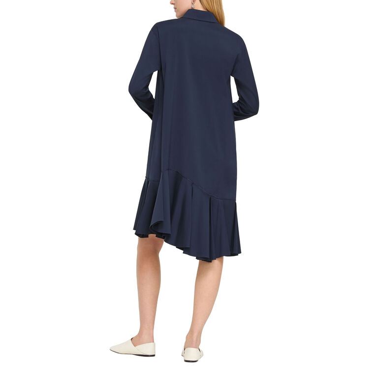 Long Sleeve Asymmetric Mini Shirtdress image number null