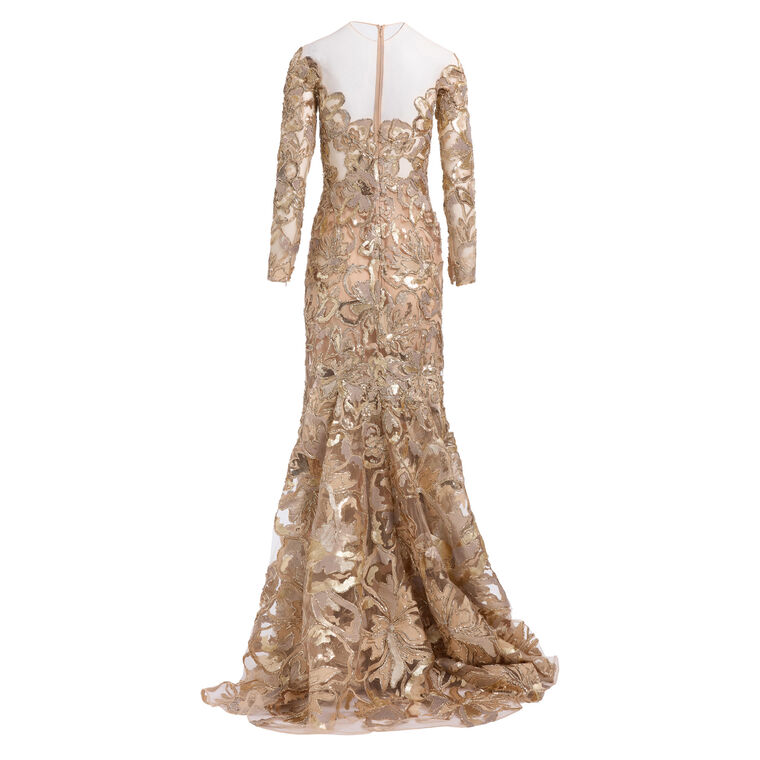 Long Sleeve Sequin Embellished Tulle Long Dress image number null