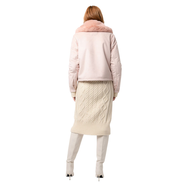 Luna Vegan Suede Jacket With Faux Fur Collar image number null