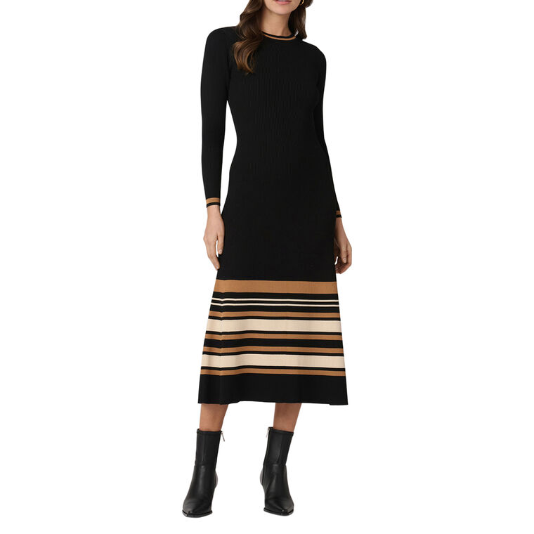 Landon Long Sleeve Ribbed Knit Midi Dress image number null