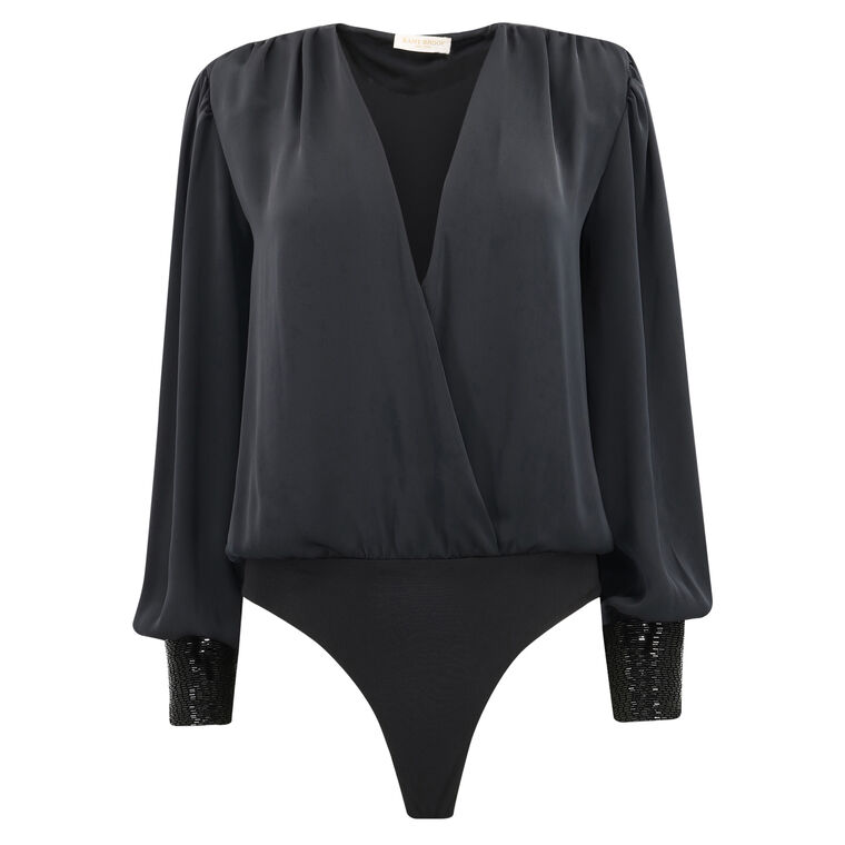 Selena Embellished V-Neck Bodysuit image number null