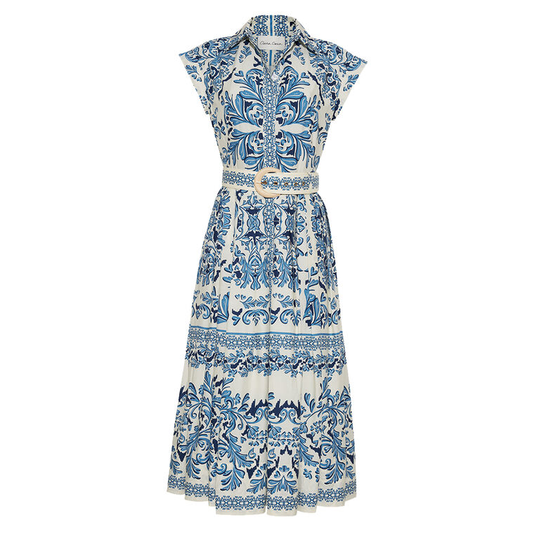 Octavia Short Sleeve Belted Midi Dress image number null