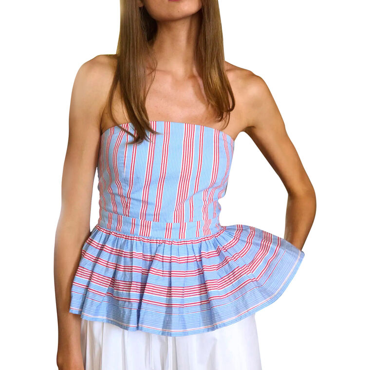 Vera Strapless Striped Peplum Top image number null
