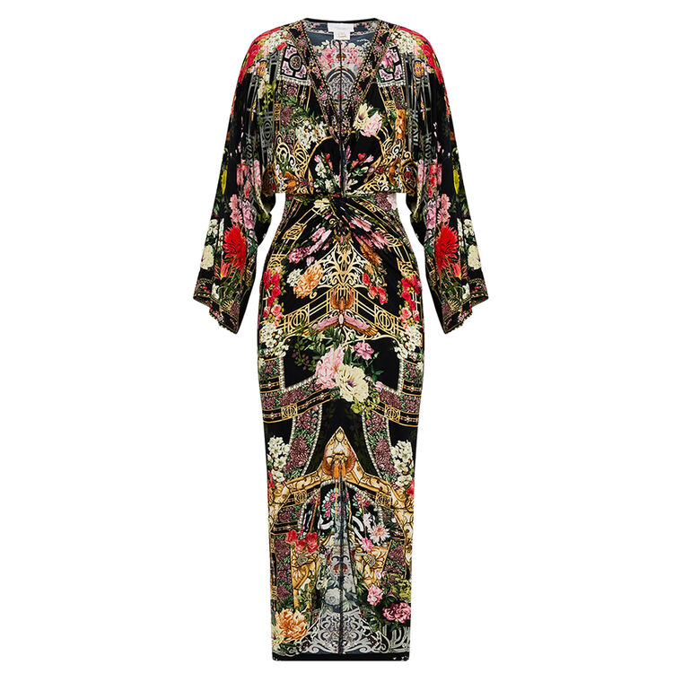 Long Split Front Twist Midi Dress image number null