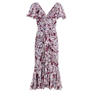 Clio Multi Tulip Short Sleeve Midi Dress