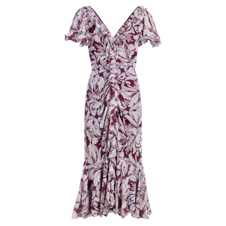 Clio Multi Tulip Short Sleeve Midi Dress image number null