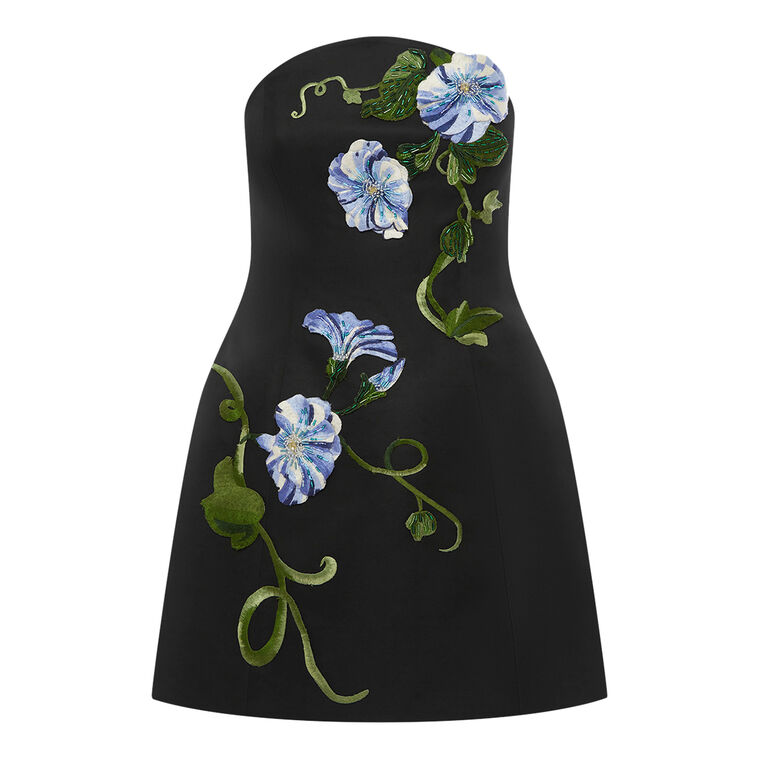 Zaria Applique Floral Strapless Bustier Mini Dress image number null