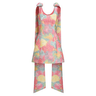 Gita Sherbet Floral Brocade Scoop Neck Mini Dress