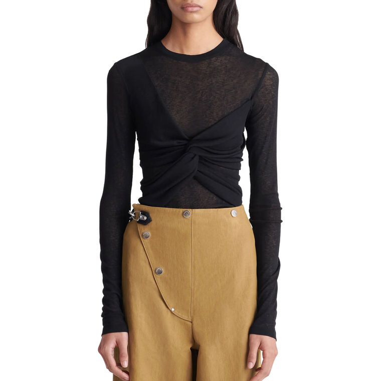 Izolda Draped Mesh Jersey Top image number null