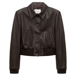 Sleek Cropped Leather Statement Jacket