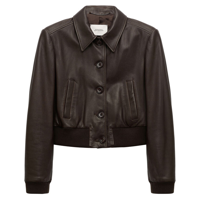 Sleek Cropped Leather Statement Jacket image number null