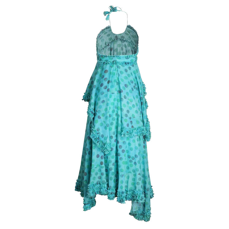 Sidi Sleeveless Ruffled Polka Dot Midi Dress image number null