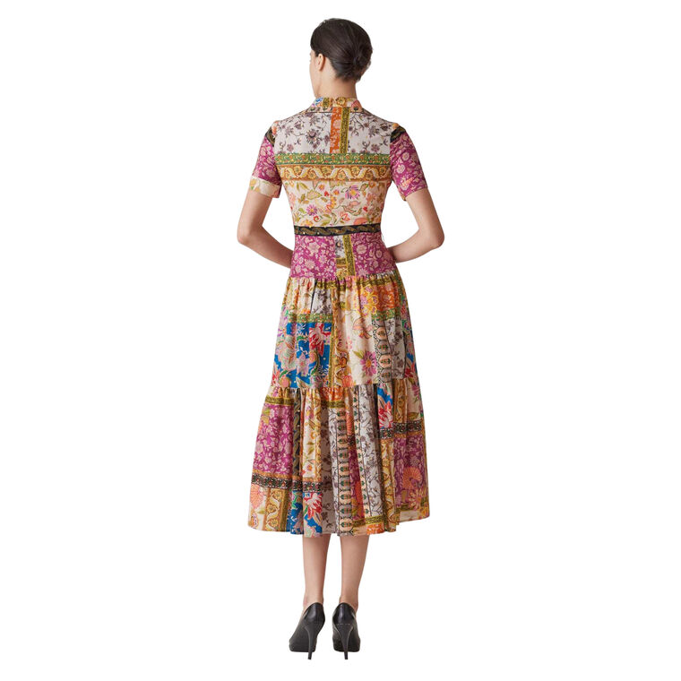 Cotton Patch Work Drop Waist Shirt Dress image number null
