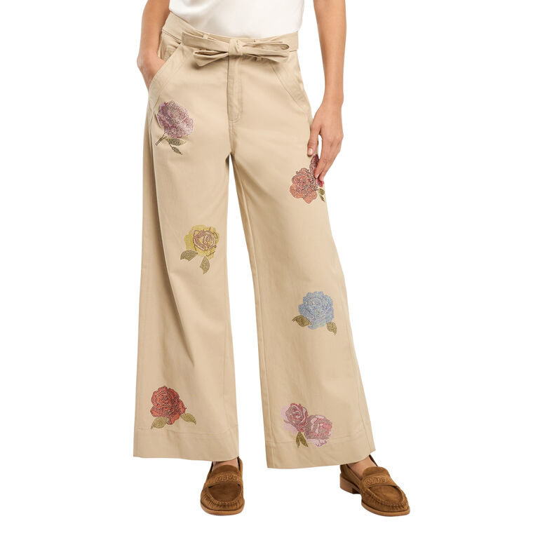 Heatset Roses Mylah Belted Wide-Leg Pant image number null