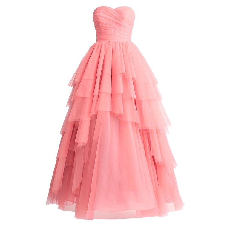 Asymmetrical Tiered Tulle Ball Gown image number null