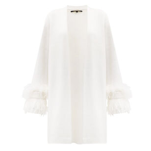 Beckett Feather-Trim Open-Front Cardigan