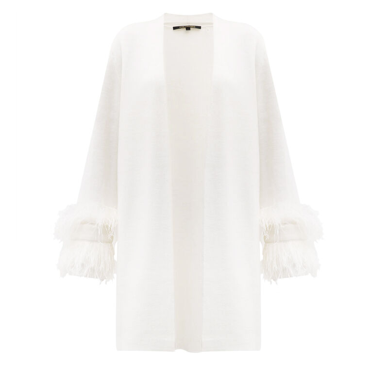 Beckett Feather-Trim Open-Front Cardigan image number null