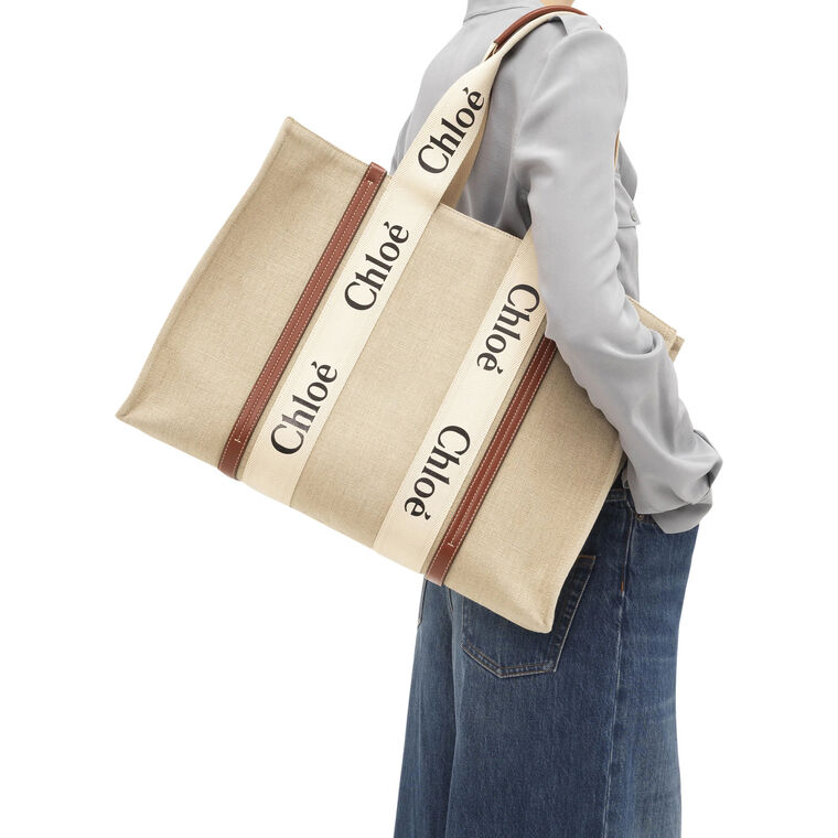 Large Woody Tote Bag In Linen image number null