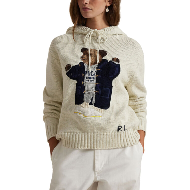 Cotton Polo Bear Hooded Long Sleeve Sweater image number null