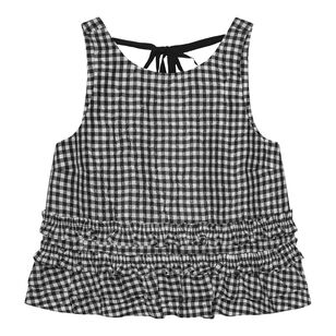 Crinkled Check Frill Top