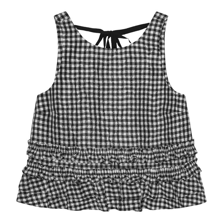 Crinkled Check Frill Top image number null