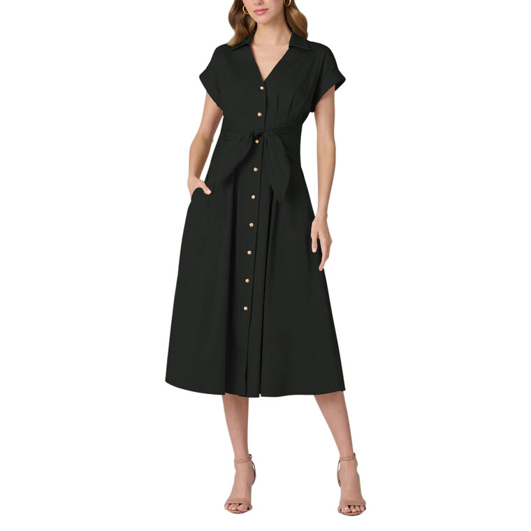 Josephine Short Sleeve Button-Front Midi Dress image number null