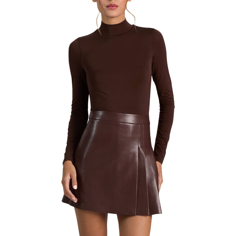 Chara Long Sleeve Mockneck Vegan Leather Mini Dress image number null
