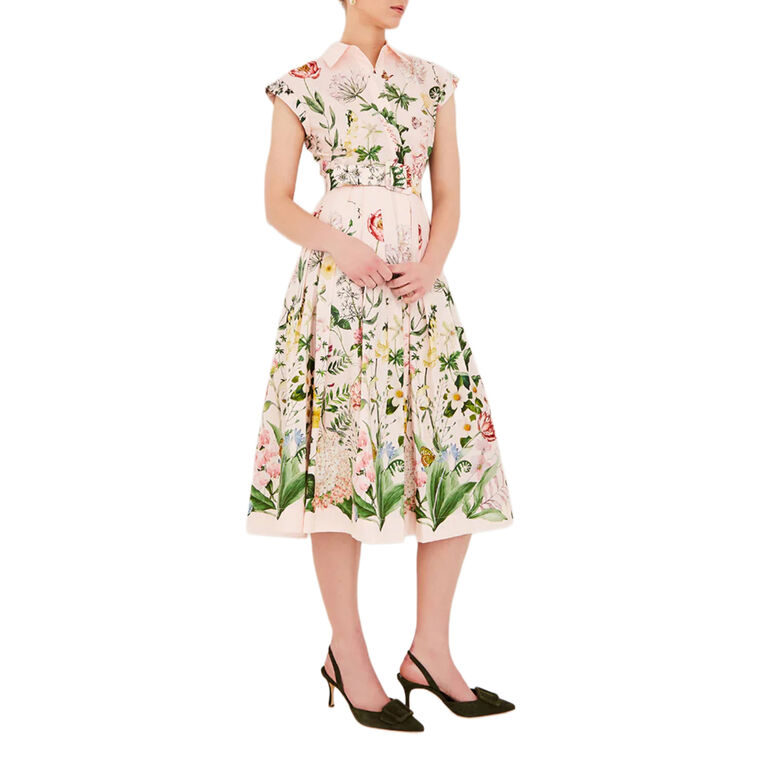 Octavia Cap Sleeve Belted Midi Dress image number null