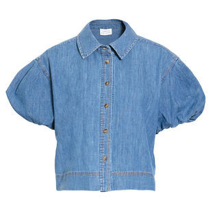 Elza Short Puff Sleeve Chambray Denim Top