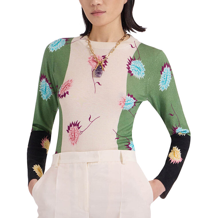 Cashmere Silk Crew Neck Sweater image number null