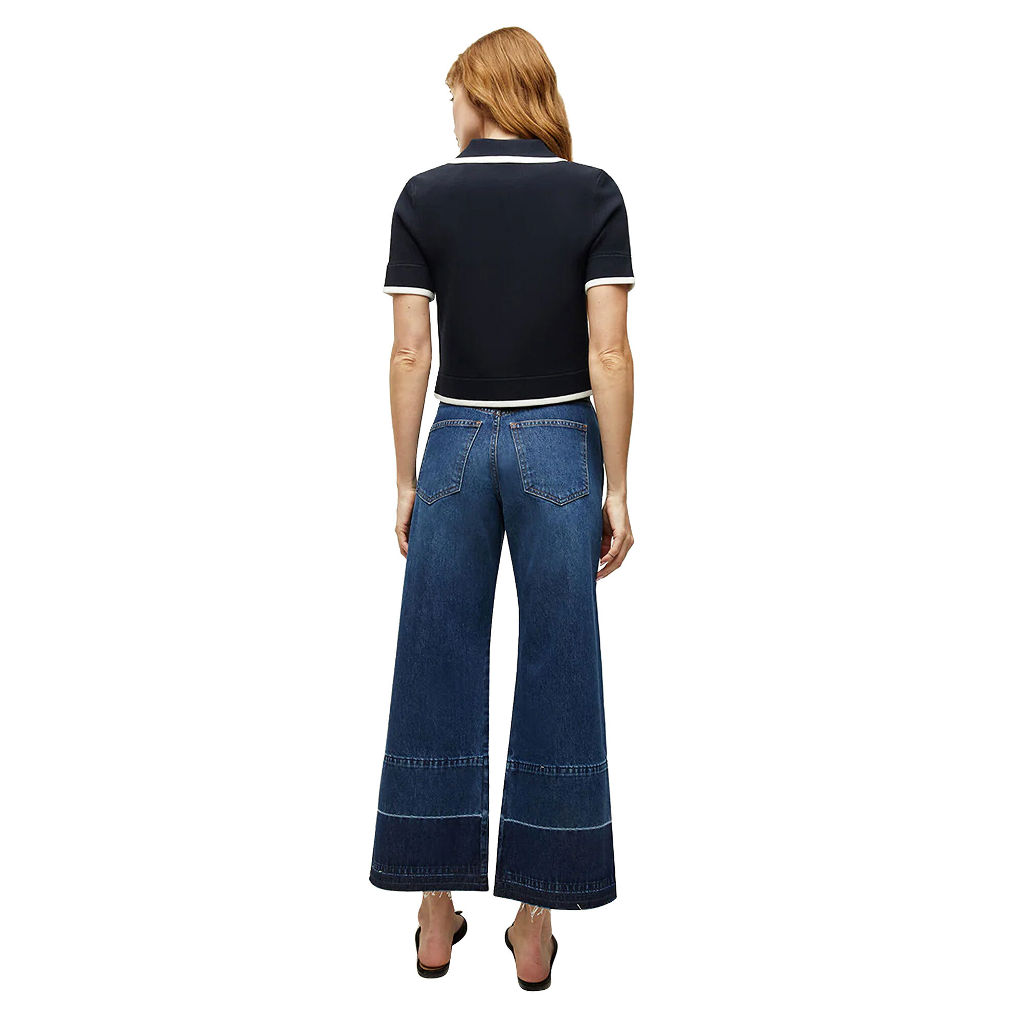 Taylor Released Hem Cropped High Rise Wide Leg Jean