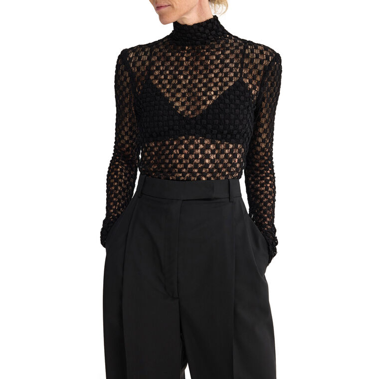 Geometrical Lace Turtleneck Top image number null