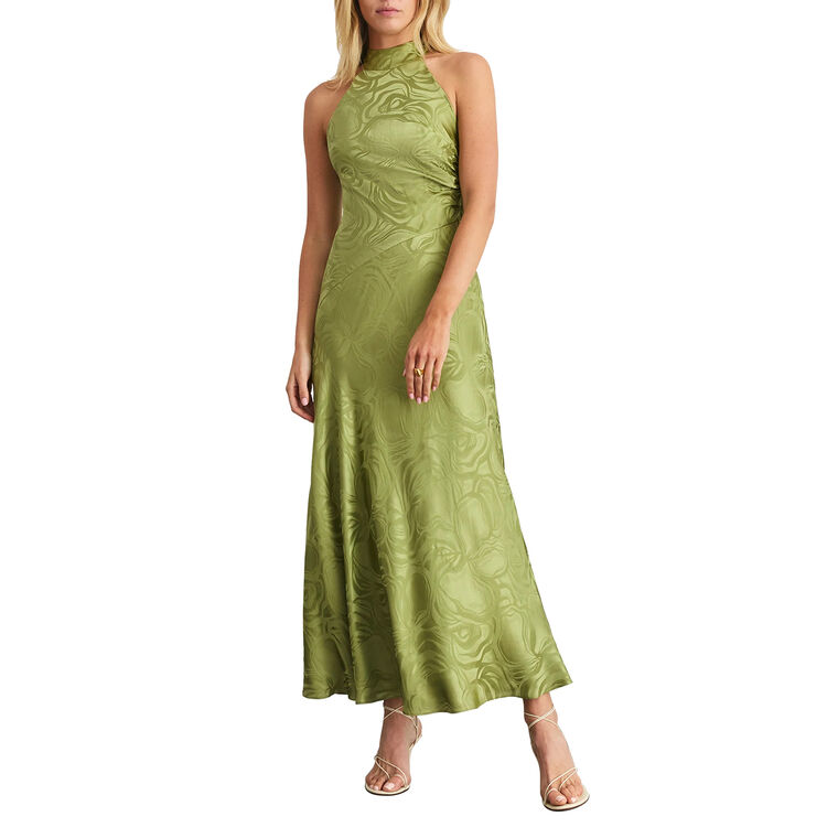 Anais Sleeveless Halterneck Silk Jacquard Maxi Dress image number null