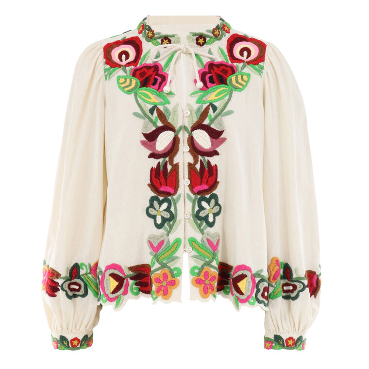 Wilhelmina Embellished Long Sleeve Top image number null
