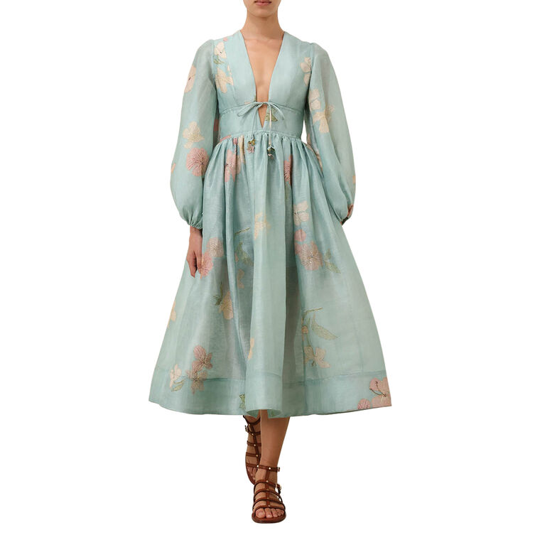 Illuminate Drawn Billow Long Sleeve Midi Dress image number null