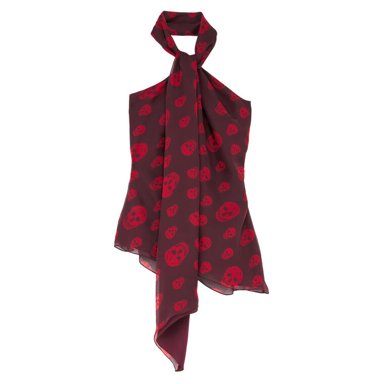 Skull Print Halterneck Chiffon Top image number null