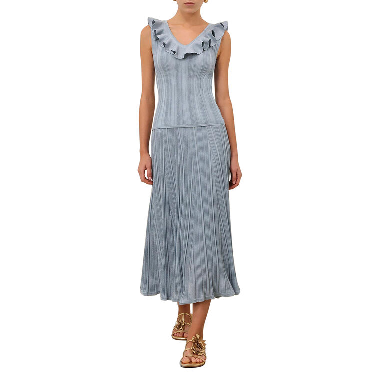 Aster Metallic Knit Midi Skirt image number null